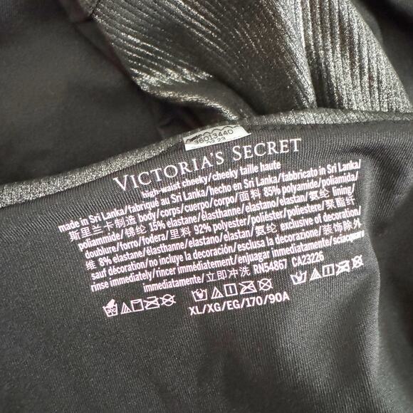 VICTORIA'S SECRET One Shoulder Cut Out High Waist Bikini Set Silver Foil L XL - Picture 12 of 13